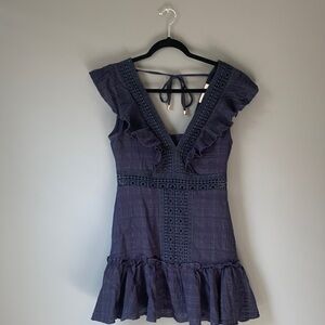 Elegant Cutout NWT Navy Ruffle Medium Mini Dress